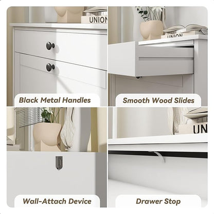 FTZxHKLX Shoe Cabinet with 2 Flip Drawers Set of 2, Small Wood Modern Shoe Organizer with Adjustable Shelf, Narrow Freestanding Hidden Shoe Cabinet Storage for Entryway, Hallway, Living Room, White