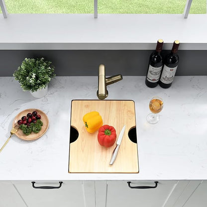 Gold Undermount Bar Sink Workstation,16x19 Small Kitchen Sink Brushed Gold Bar Sinks Undermount 18 Gauge Single Bowl Stainless Steel Kitchen Sinks with Cutting Board