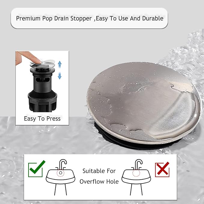 Brushed Nickel Bathroom Sink Faucet, 2 Handle 4 Inch Centerset Bathroom Faucet, 3 Hole Small Bathroom Sink Faucet with Supply Lines and Pop-up Drain, RV faucets for Camper Lavatory Vanity