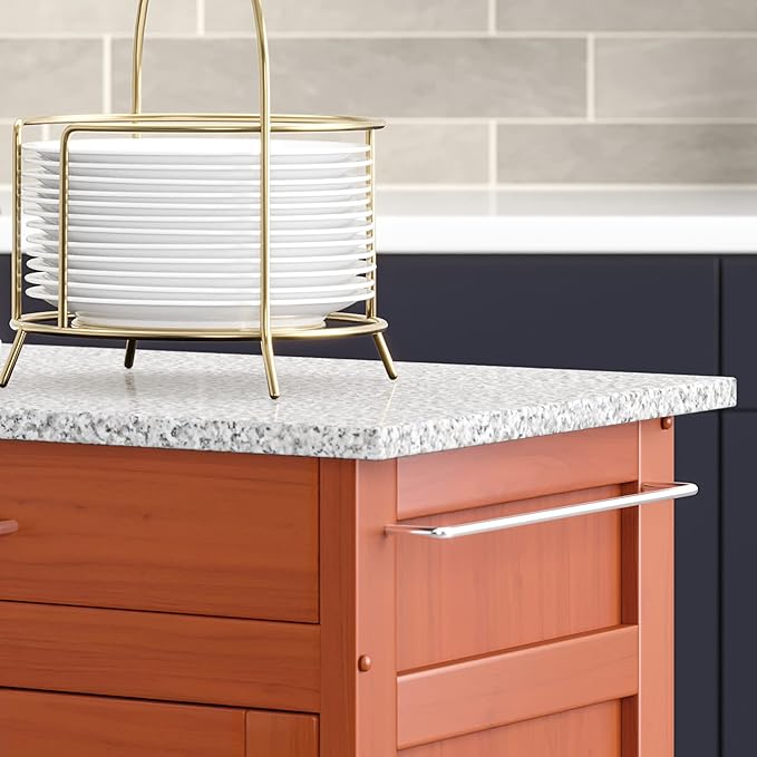 homestyles Create Cottage Oak 4 Door Cabinet Kitchen Cart with Gray Granite Top by Home Styles