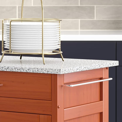 homestyles Create Cottage Oak 4 Door Cabinet Kitchen Cart with Gray Granite Top by Home Styles