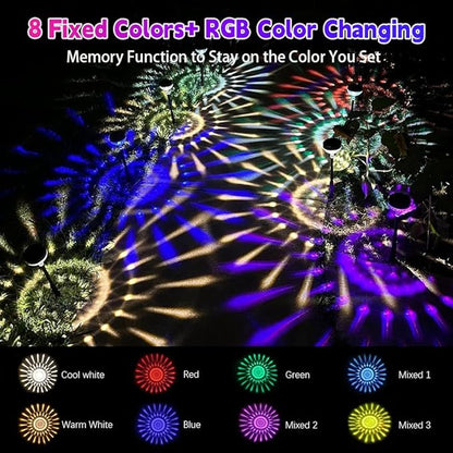 JNOEC 12Pack Solar Pathway Lights Outdoor, Color Changing+8 Fixed Color (Warm White, Cool White, Colored) Solar Lights Outdoor, Bright Solar Powered Garden Light