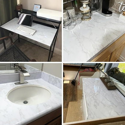 practicalWs White/Grey Marble Contact Paper 23.6" x 118", Marble Wallpaper Peel and Stick with Tools, Self Adhesive Vinyl Film Contact Paper for Countertops