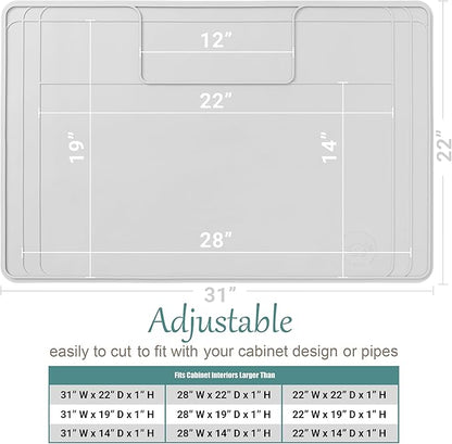 The Original Under Sink Mat - Silicone Waterproof mat, Trimmable, Easy to Clean, Kitchen cabinet liner, Under sink protector mats, Drip Tray with Lip - 31" x 22" or smaller