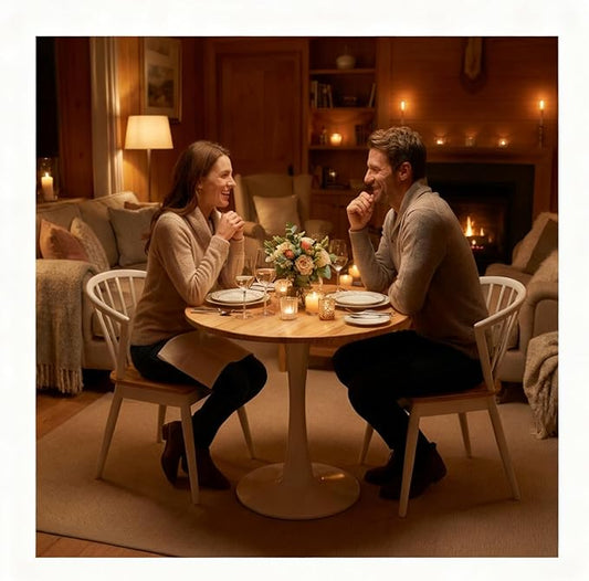 24" Small Round Dining Table for 2 – Durable & Well-Made Tulip Table with Sturdy Metal Frame, Compact 2-Seater Kitchen or Dining Room Table for Small Spaces, Apartments, Café, Restaurant, Office