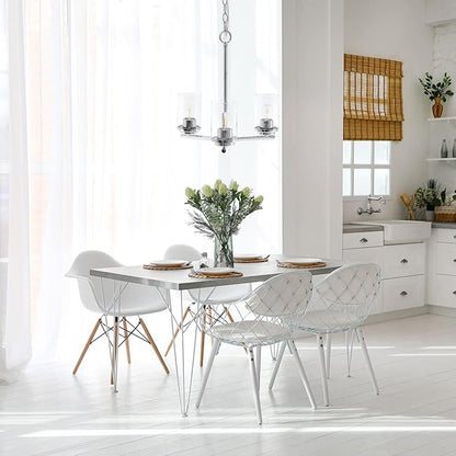 Elegant Designs PT1018-CHR 15" Traditional Vintage Modern Industrial 3-Light Metal and Clear Glass Kitchen Island Foyer Hallway Living Room Den Dining Room Hanging Pendant Chandelier, Chrome