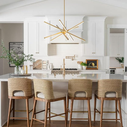 Y'INSP Gold Sputnik Chandelier for Dining Room, 5-Lights LED Pendant Light Fixtures Modern 45W Hanging Light Fixture for Living Room Kitchen Island Bedroom Entryway