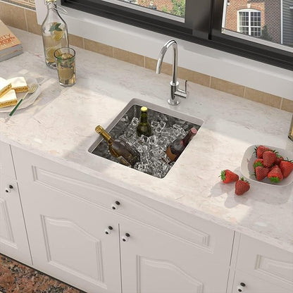 21 Inch Undermount Kitchen Sinks - 21 x 18 Inch Undermount Stainless Steel Bar RV Sink 16 Gauge Small Single Bowl Stainless Steel Outdoor Wet Bar & Prep Sink Basin 21 x 18 x 9 Inch