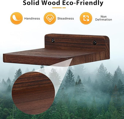 Small Floating Shelf,5x5 Inch Dark Walnut,Set of 3 Small Wall Shelves for Bedroom Living Room Bathroom Kitchen Decor