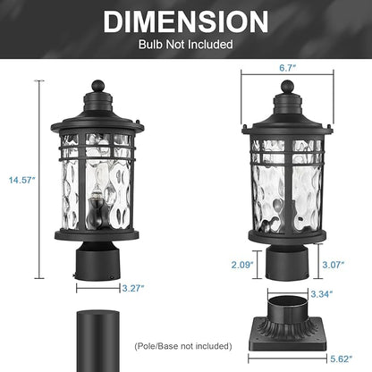 Darkaway Outdoor Post Lights Lamp Posts Outdoor Lighting, Aluminum Post Lights Outdoor Light Fixtures with Water Ripple Glass, Pole Light for Outside Patio Yard Garden