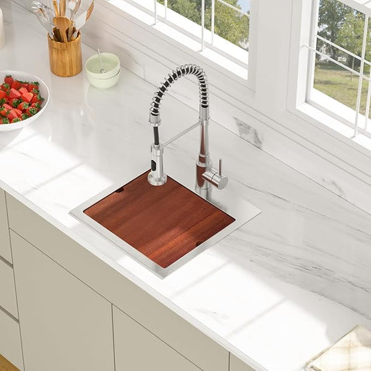 15 Inch Drop In Kitchen Sink - Beslend ADA 6 Inch Depth 15x15 Drop In Worksation Sink Topmount Stainless Steel 16 Gauge Mobility Friendly Sinks for Wheelchair Accessible Kitchen
