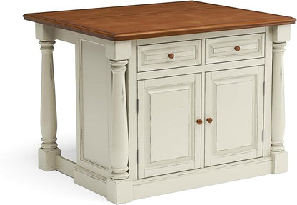 Homestyles Monarch Kitchen Island Set, 50 Inch Width, Antique White