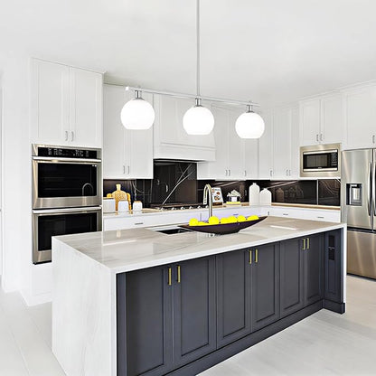 Modern Kitchen Island Lighting 3 Light Brushed Nickel Chandelier With Milk Glass Shades Farmhouse Linear Chandeliers for Dining Room Light Fixtures Over Table Hanging Pendant Lights for Living Room