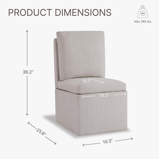 KISLOT Upholstered Dining Chairs with Casters, Modern Dining Room Chairs Set of 4 with Hidden Storage & 4 Wheels, Single Sofa Chair for Kitchen, Reading Room, Waiting Room, Linen (2 Box)