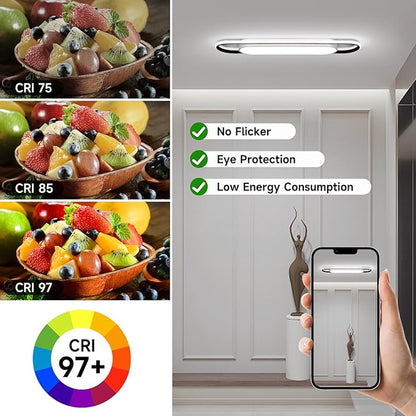 28.3 Inch Smart LED Ceiling Light,40W High Brightness Linear Flush Mount Light Fixture,Dimmable Long Led Ceiling Lamp with Remote Control for Kitchen,Garage,Hallway,Laundry,Study Room.
