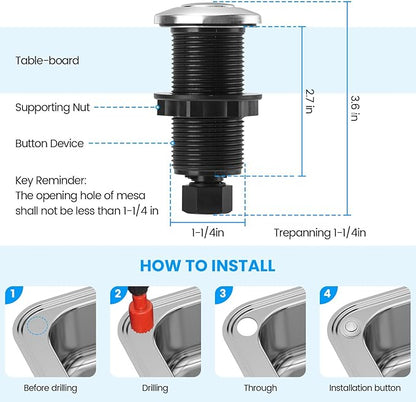 Garbage Disposal Air Switch Kit Dual Outlet Sink Top Waste Disposal Long Stainless Steel Brushed Nickel On/Off Air Button Food and Waste Disposals Part by Briidea, UL Listed