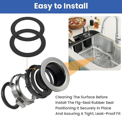 6 Pcs Kitchen Sink Drain Garbage Disposal Gasket, Putty-Free Rubber Seal Accessory for Kitchen Sink's Drain Flange (Black)