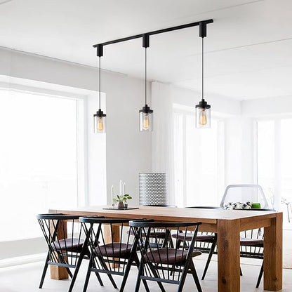 mirrea H Type Cord Adjustable Black Track Lighting Pendant with Clear Glass Shade Pack of 1
