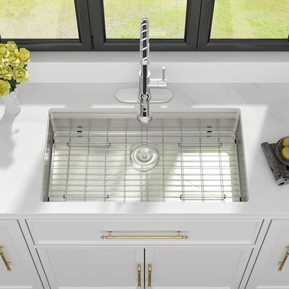 32 Kitchen Sink Undermount Workstation - Kichae 32x19x5 Undermount Kitchen Sinks Shallow Ledge Workstation 16-Gauge Stainless Steel Deep Single Bowl Under Counter Handmade Basin