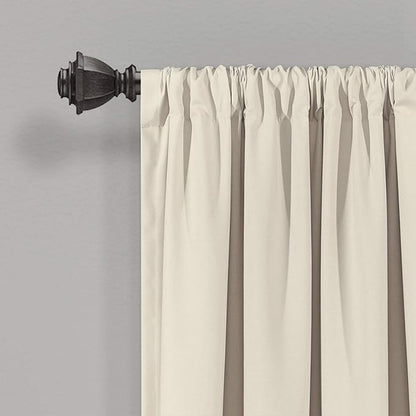 Lush Decor Allison Ruffle Light Filtering Window Curtain Panels Pair 40" W x 84" L Neutral - Coquette Curtains for Bedroom - Drapes - Ruffle Curtains Kids