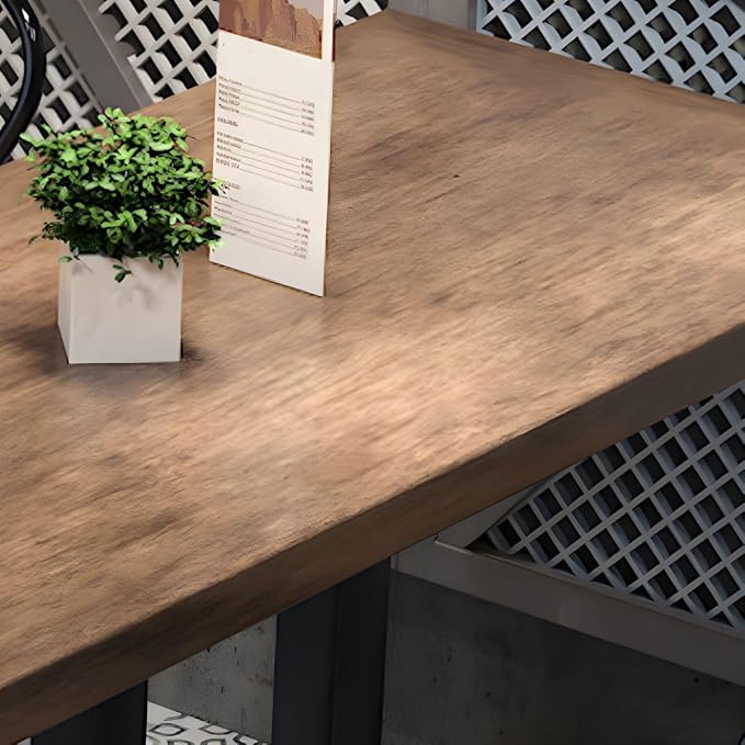 Commercial Dining Table, Metal Industrial Pedestal Dining Wood Top Table Kitchen Dining Room Minimalist Cafes Tea Shops Restaurant Rectangular Square Tables with Iron Legs