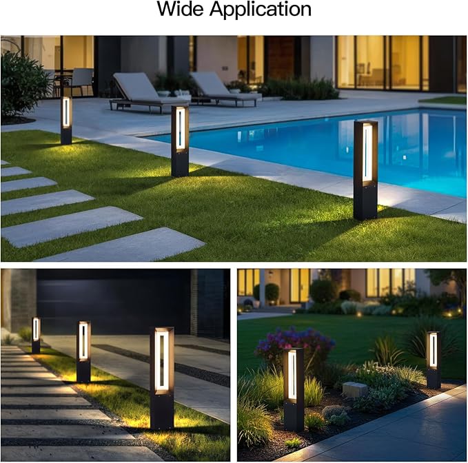 MVBT Outdoor Path Light, 31.5" Pathway Walkway Lights Waterproof Yard Landscape LED Bollard Lighting Lawn Lamp Garden Sidewalk Patio Backyard Ground Bright 3000K Lantern for Outside High Voltage Wired