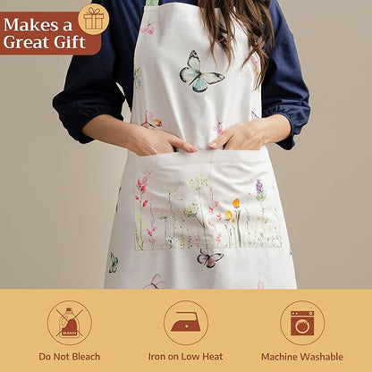 Maison d' Hermine 100% Cotton Apron for women with Pocket Kitchen Chef Apron for Men Cooking Mothers Day Gifts