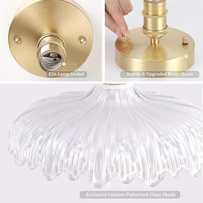 Shenmoyl Semi Flush Mount Light, Gold Hallway Vintage Fixture With White Flower Glass, Bulb Included, 4.72" Base Modern Ceiling Light for Porch Corridor Kitchen Bedroom