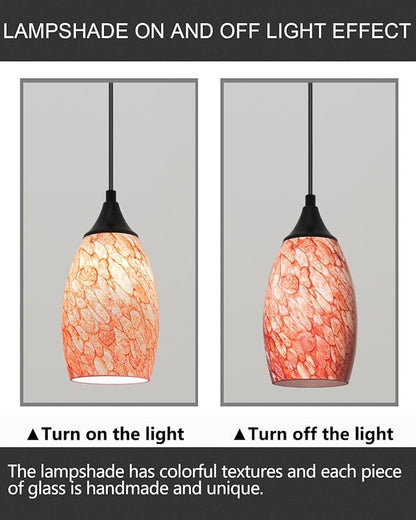 ANYLOVE Vintage Art Burgundy Pendant Lighting,1-Pack Hand Glass Hanging Light Fixture,Adjustable Cord for Kitchen,Hallway,Dining Room