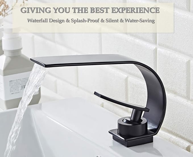 Becola Matte Black Modern Single Hole Bathroom Faucet, Low Arc Brass Ceramic Valve Vanity Sink Faucet, Single Handle 1 Hole / 3 Holes Hot and Cold Water Mixer Tap