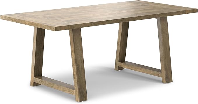 SIMPLIHOME Whitley Dining Table - 72 inch Wide Solid Mango Wood Rectangular Table in Grey Wash, Modern Farmhouse Style for Dining Room or Kitchen with Extra-Thick Trestle Base, Seats 6