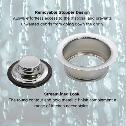 Westbrass A2165-05 4-1/4" OD Post Style Large Kitchen Basket Strainer with Waste Disposal Flange and Stopper Drain Set, Polished Nickel