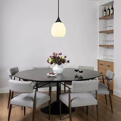 Kitchen Island Pendant Light: Mid Century Matte Black Hanging Light Fixtures with Frosted Glass Globe - 10 Inch Farmhouse Chandeliers Ceiling Lighting for Dining Room