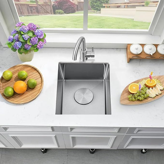 13 Inch Bar Sink Undermount 13x15 Kitchen Single Bowl Stainless Steel Small Sink Modern RV Sinks with Faucet Combo