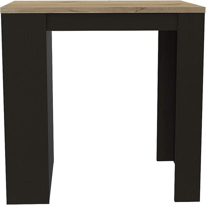 Kitchen Island Table, Two Legs, Three Side Shelves, Black/Pine