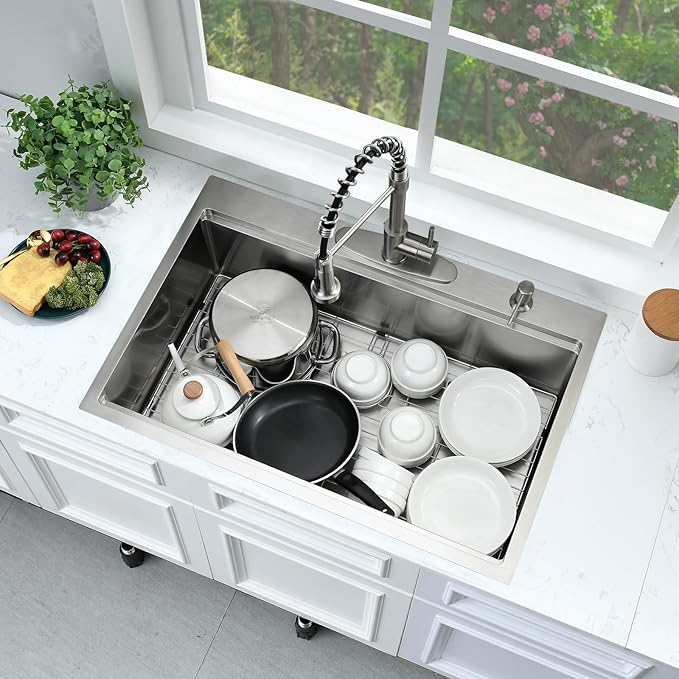 33x22 Drop In Kitchen Sink Workstation-Bokaiya 33 Inch Stainless Steel Drop In Sink Topmount 16 Gauge 10 Inch Deep Above Counter Single Bowl Kitchen Sink with Cutting Board