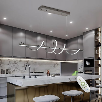 Black Modern Chandelier for Dining Room,Creative Modern Led Pendant Light for Kitchen Island Lighting Dimmable 39.73" Twist Design Modern Led Chandelier 3000K-6500K Adjustable Color Temperature