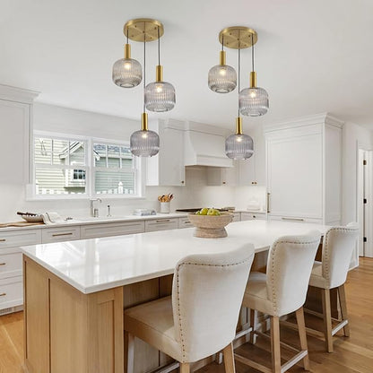BOKT 3-Light Cluster Pendant Lights Modern Smokey Gray Glass Globe Pendant Light Adjustable Open Glass Kitchen Island Pendant Chandelier Vintage Multi Light Pendant Lighting Cluster