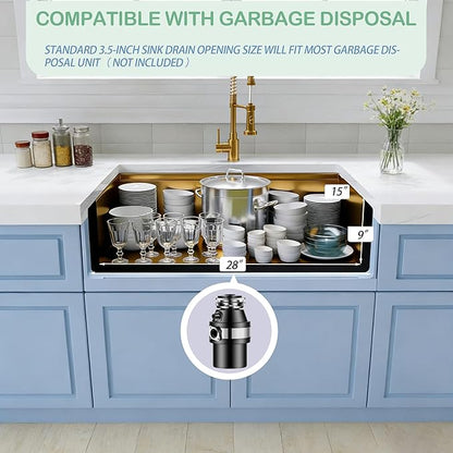 Gold Undermount Kitchen Sink, 16 Gauge T-304 Stainless Steel All In One Workstation Sinks With Full Set Accessories, 30" x 18" x 10" Large and Deep Handmade Single Bowl Kitchen Sinks