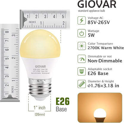 LED Range Hood Light Bulbs Replacement, 40 Watt Equivalent, LED Appliance Bulb for Refrigerator/Stove Hood/Fridge, 2700K SOFE White, E26 Base, Waterproof, Non-Dimmable, Pack of 2