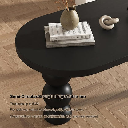 Dining Table, Solid Wood Dining Table with Orb Legs, Game Table, Multipurpose C Table, Mid-Century Modern Dining Table for Living Room,Kitchen,Conference Room,Small