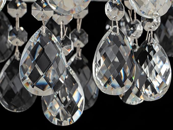 LumFurn D12 inch Capiz Shell Crystal Drum Chandeliers, 3-Light Coastal Style Pendant Light Fixture for Dining Room, Living Room, D12 x H19~49"(Adjustable Height), Shell Lampshade & Chrome Finish
