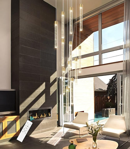 Modern Chandelier for Staircase Modern LED Chandelier Crystal Chandelier Dimmable Pendant Lights for High Ceiling Chandelier Light Fixture