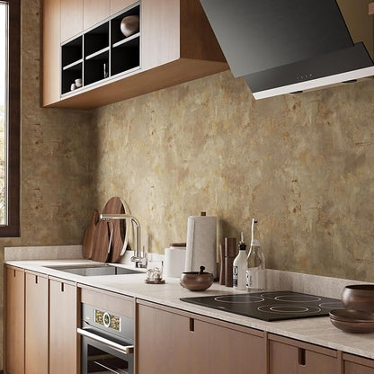 VaryStyle Luxury Brown Concrete Wallpaper Thick Faux Industrial Cement Wallpaper Peel and Stick Concrete Contact Paper for Countertop Walls 15.7"x118" Self Adhesive Vinyl for Kitchen Bedroom Bathroom