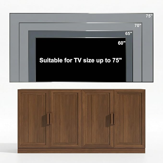 Casaphoria Adam Sideboard Buffet Cabinet with Storage, Sideboard Cabinet with Wooden Doors & Adjustable Shelves, 31" W x 36" H Coffee Bar for Entryway Kitchen Living Room, Walnut
