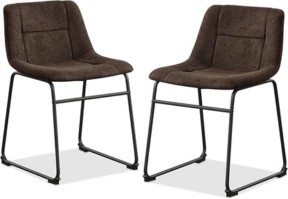 Furniture of America Veradis Modern Bentwood Dining Chairs Set of 2, Chenille Fabric Stool with Back and Metal Frame, Comfortable Upholstered Seating for Kitchen, Living Room, Brown, 30 inch