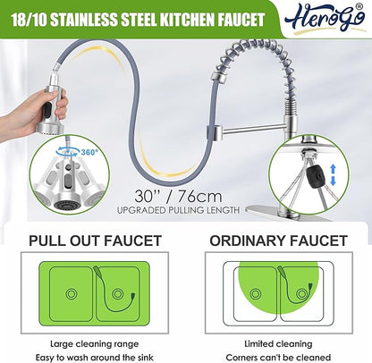 Herogo 33x22Inch Single Bowl Drop In Kitchen Sink, 18/10 16 Gauge Stainless Steel Topmount Handmade 10'' Deep Workstaion Sink with Accessories