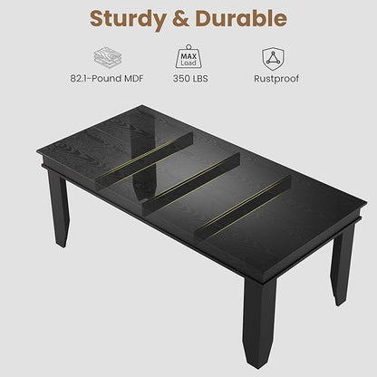 GarveeHome Farmhouse Dining Table for 6-8 People, 71 in Long Kitchen Tables with Wooden Sturdy Frame, 6 ft Large Rectangular Dinner Table for Dining Room, Kitchen (Black, 71" Non-extendable)