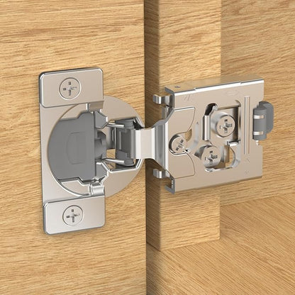 Onemake 100 Pack 1/2" Overlay Soft Close Cabinet Hinges, Clip-on Plate, 105° Smooth Slow Self Closing, 3D Adjustment, Face Frame Concealed Hardware Replacement, Hidden Hinge for Kitchen Cupboard