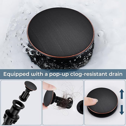 FGKQ Oil Rubbed Bronze Bathroom Faucet for Sink 3 Hole, Bathroom Sink Faucet with Pop Up Drain, 8 Inch Widespread Vanity Faucet 3 Hole, 360° Swivel Two Handle with Supply Lines